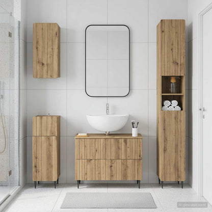 4 Piece Bathroom Cabinet Set ZWOLLE Artisan Oak Engineered Wood