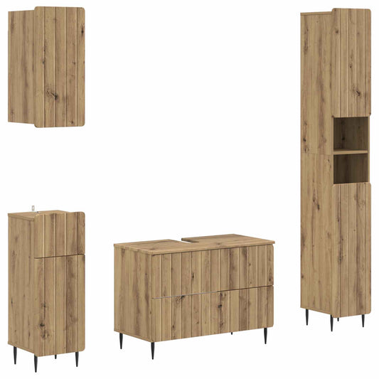 4 Piece Bathroom Cabinet Set ZWOLLE Artisan Oak Engineered Wood