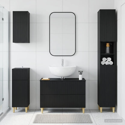 4 Piece Bathroom Cabinet Set ARNHEM Black Engineered Wood