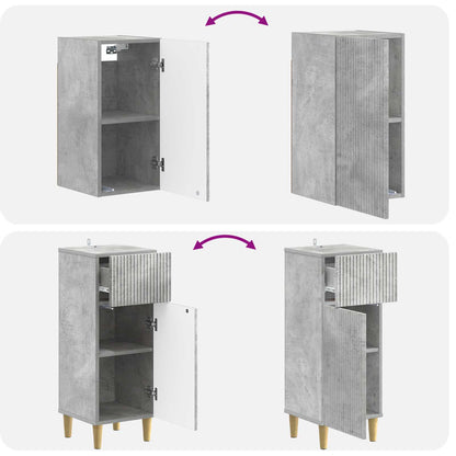 4 Piece Bathroom Cabinet Set ARNHEM Concrete Grey