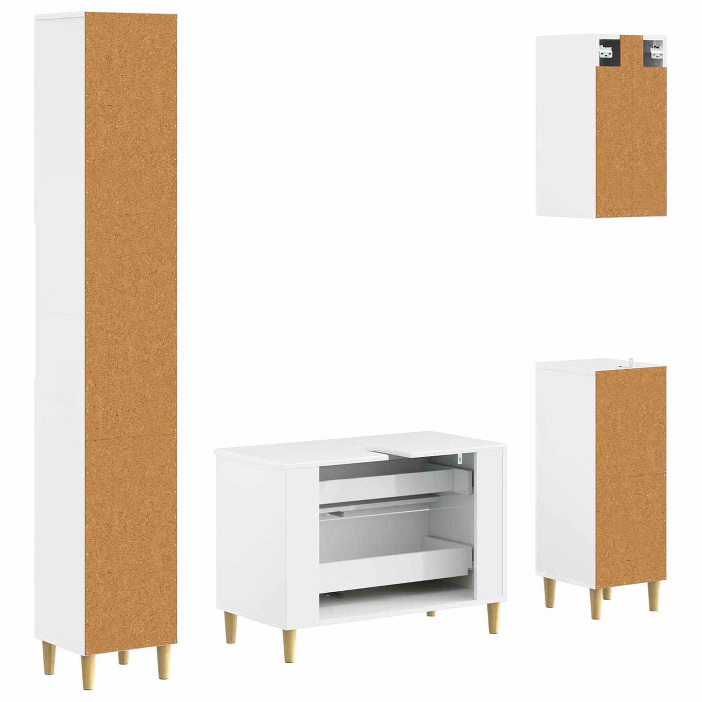 4 Piece Bathroom Cabinet Set ARNHEM High Gloss White