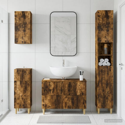 4 Piece Bathroom Cabinet Set ARNHEM Smoked Oak Engineered Wood