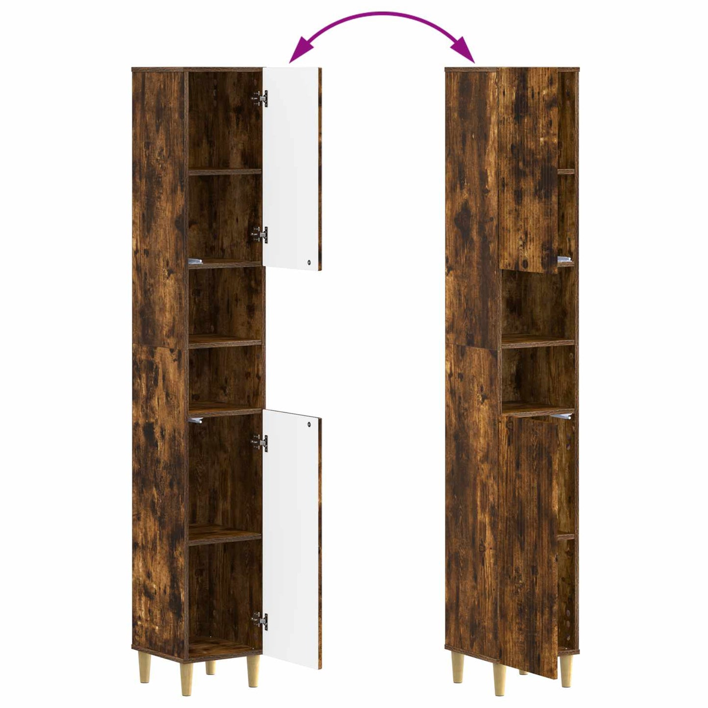 4 Piece Bathroom Cabinet Set ARNHEM Smoked Oak Engineered Wood