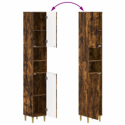 4 Piece Bathroom Cabinet Set ARNHEM Smoked Oak Engineered Wood