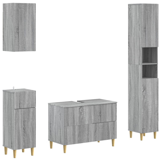 4 Piece Bathroom Cabinet Set ARNHEM Grey Sonoma Engineered Wood
