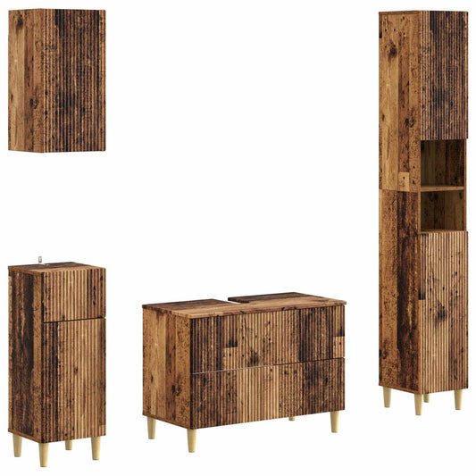 4 Piece Bathroom Cabinet Set ARNHEM Old Wood Engineered Wood
