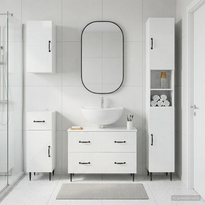 4 Piece Bathroom Cabinet Set HAARLEM High Gloss White
