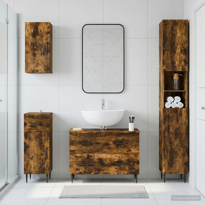 4 Piece Bathroom Cabinet Set HAARLEM Smoked Oak Engineered Wood