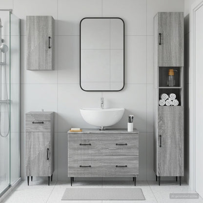 4 Piece Bathroom Cabinet Set HAARLEM Grey Sonoma