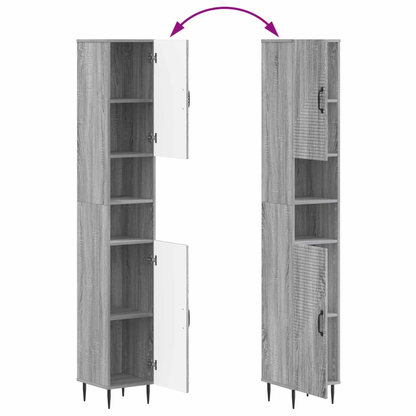 4 Piece Bathroom Cabinet Set HAARLEM Grey Sonoma