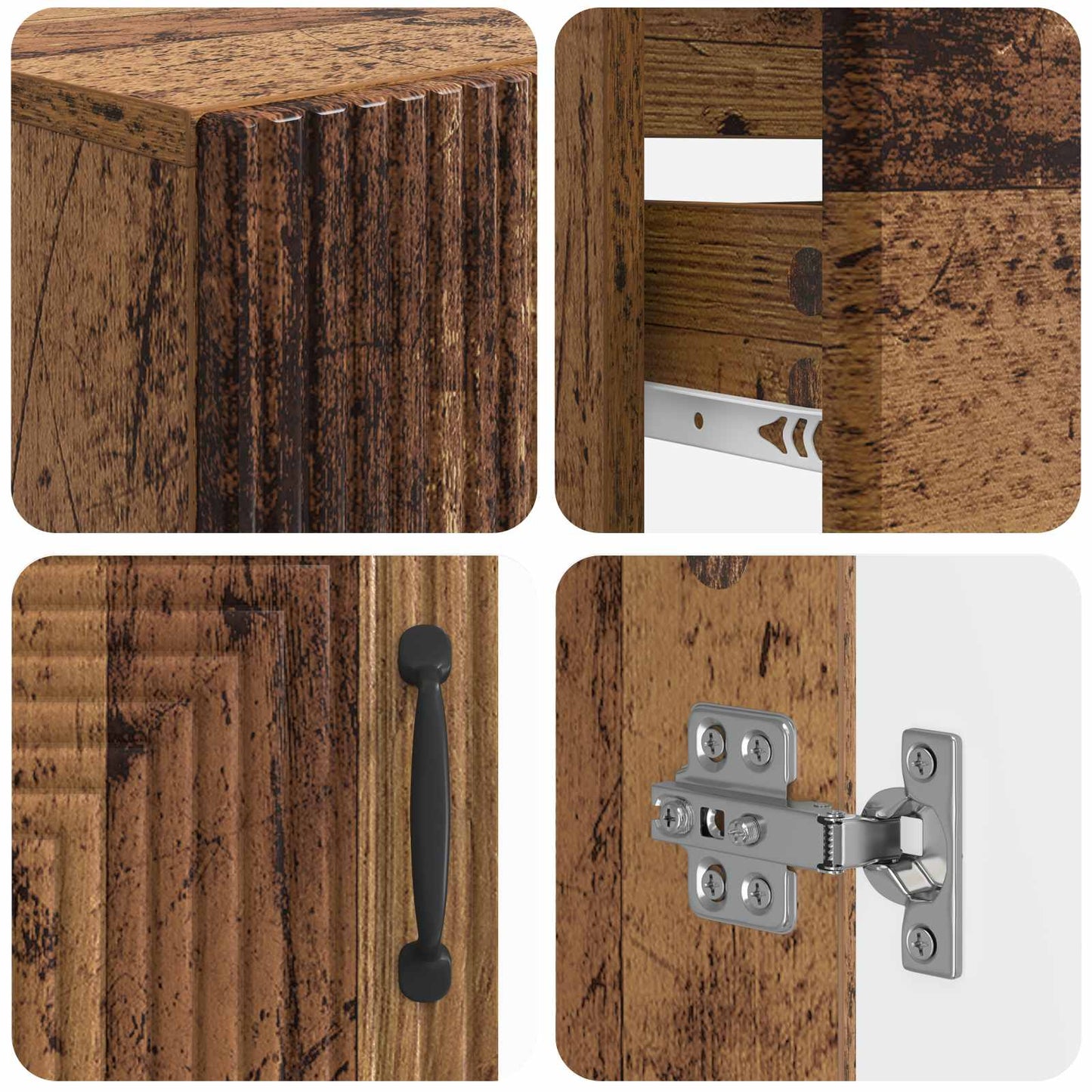 4 Piece Bathroom Cabinet Set HAARLEM Old Wood Engineered Wood