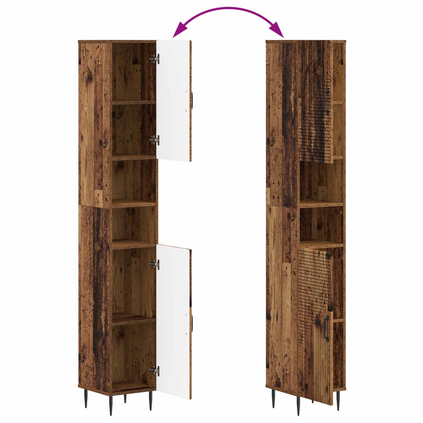4 Piece Bathroom Cabinet Set HAARLEM Old Wood Engineered Wood