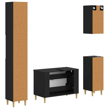 4 Piece Bathroom Cabinet Set DELFT Black Engineered Wood
