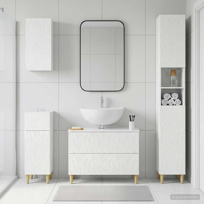4 Piece Bathroom Cabinet Set DELFT High Gloss White