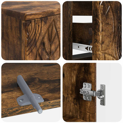 4 Piece Bathroom Cabinet Set DELFT Smoked Oak Engineered Wood