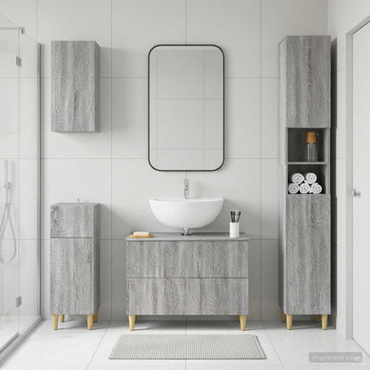 4 Piece Bathroom Cabinet Set DELFT Grey Sonoma Engineered Wood