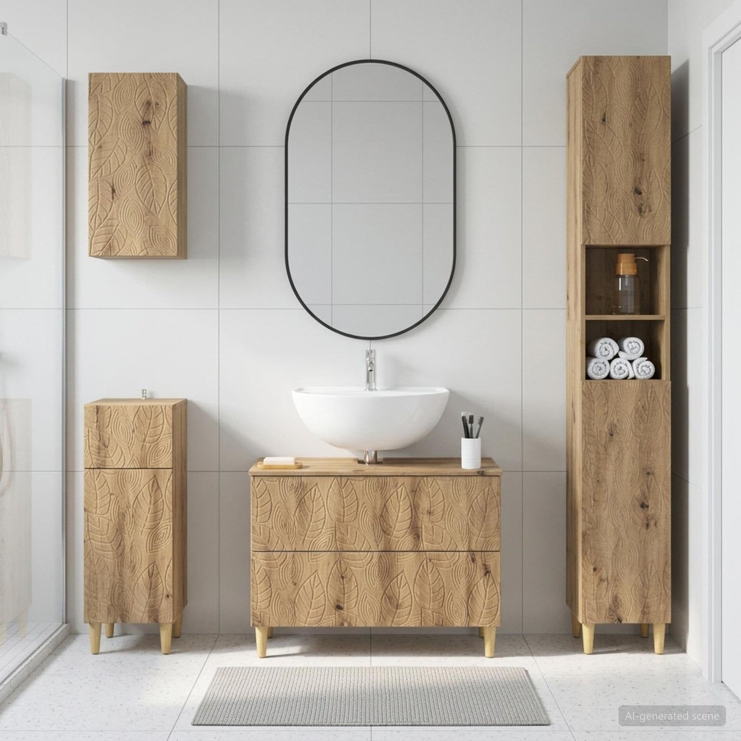 4 Piece Bathroom Cabinet Set DELFT Artisan Oak Engineered Wood