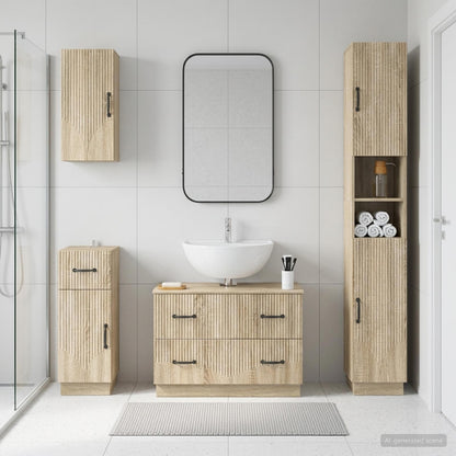 4 Piece Bathroom Cabinet Set HOORN Sonoma Oak Engineered Wood