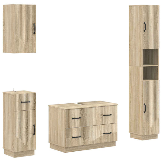 4 Piece Bathroom Cabinet Set HOORN Sonoma Oak Engineered Wood