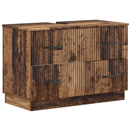 4 Piece Bathroom Cabinet Set HOORN Old Wood Engineered Wood