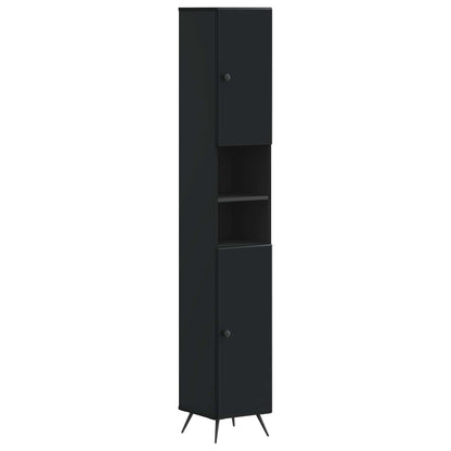 4 Piece Bathroom Cabinet Set BREDA Black Engineered Wood