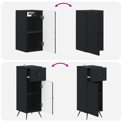 4 Piece Bathroom Cabinet Set BREDA Black Engineered Wood