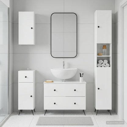 4 Piece Bathroom Cabinet Set BREDA High Gloss White