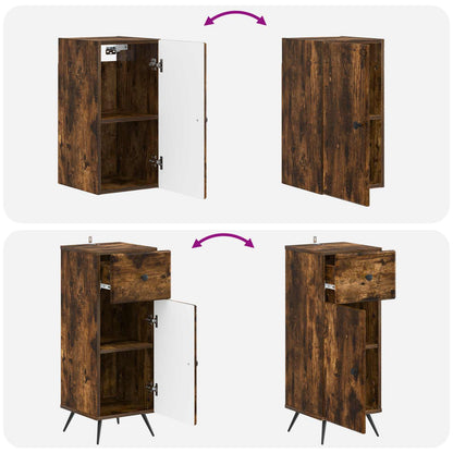 4 Piece Bathroom Cabinet Set BREDA Smoked Oak Engineered Wood