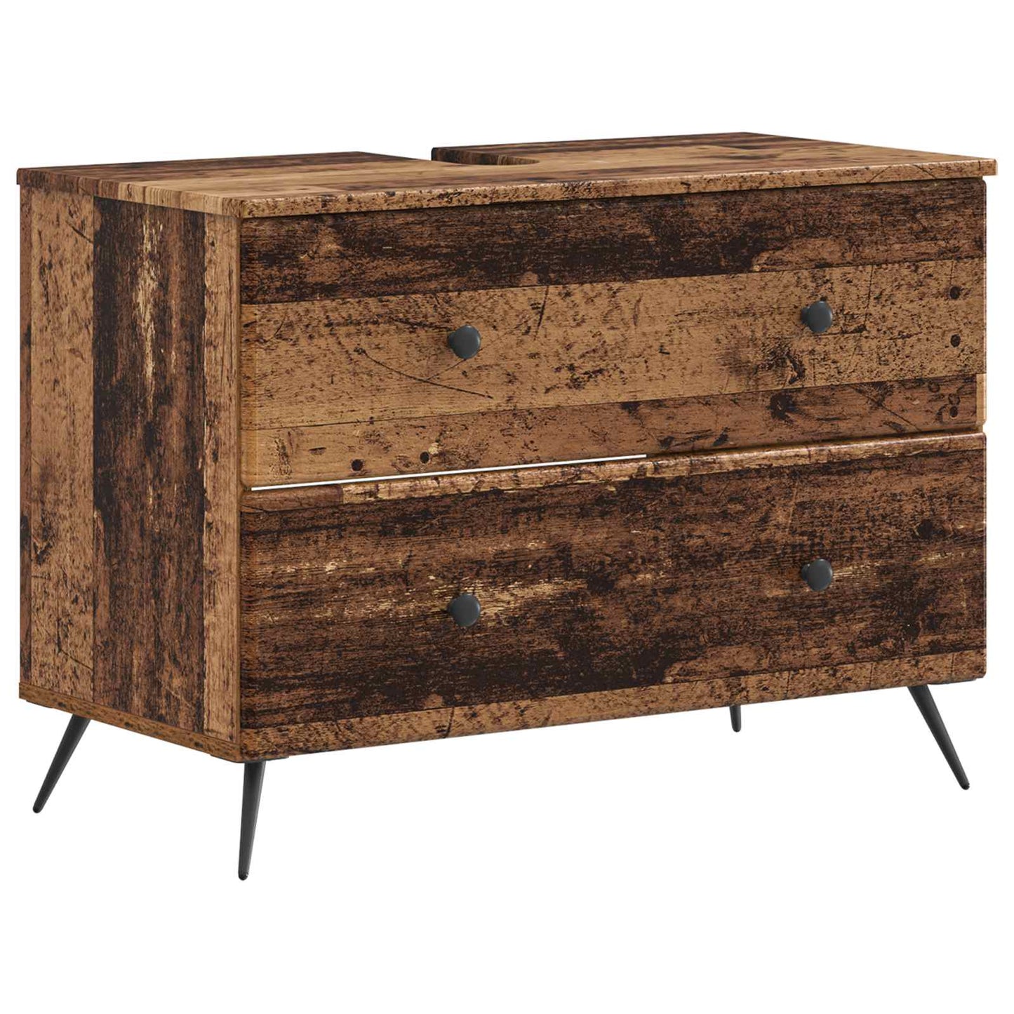 4 Piece Bathroom Cabinet Set BREDA Old Wood Engineered Wood