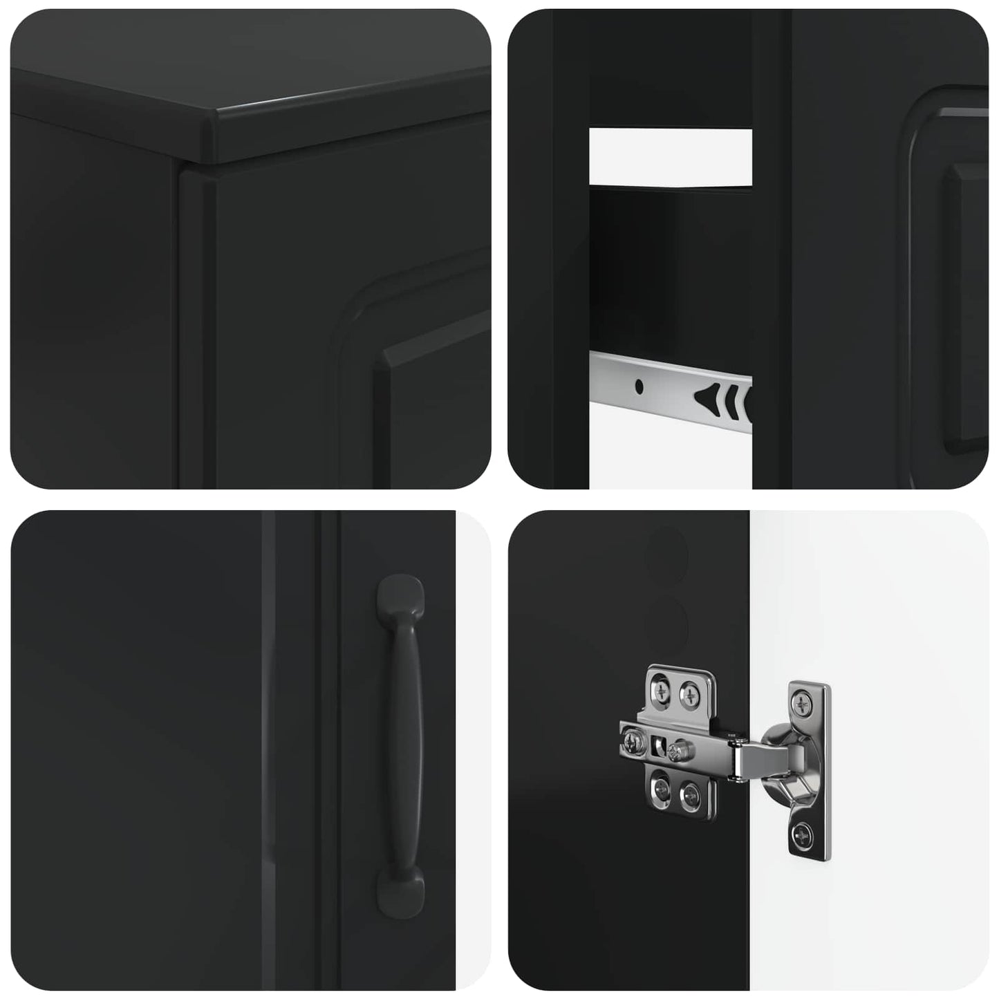 4 Piece Bathroom Cabinet Set UTRECHT Black Engineered Wood