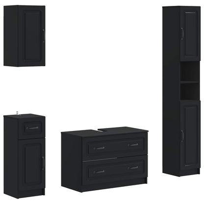 4 Piece Bathroom Cabinet Set UTRECHT Black Engineered Wood