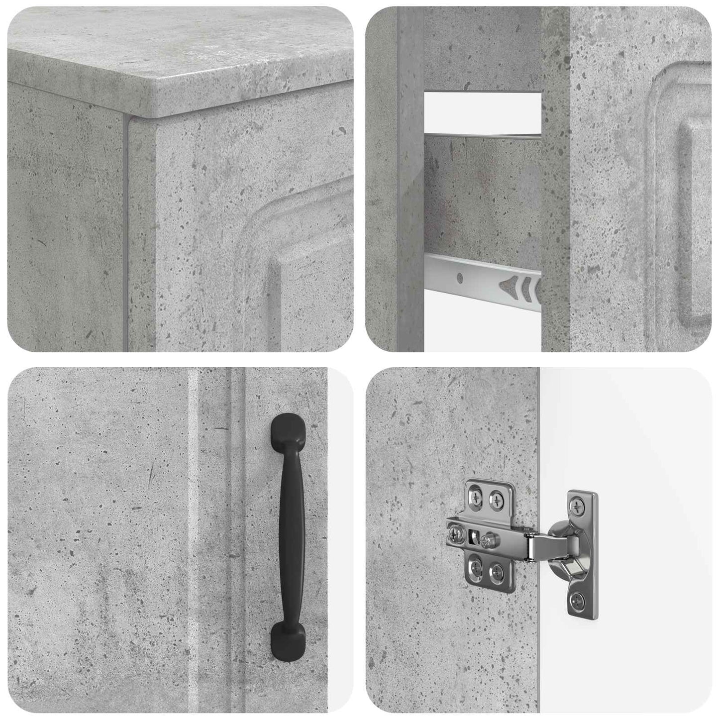 4 Piece Bathroom Cabinet Set UTRECHT Concrete Grey