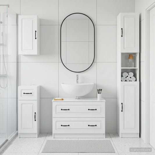 4 Piece Bathroom Cabinet Set UTRECHT High Gloss White