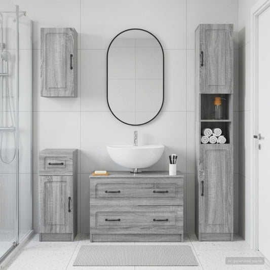 4 Piece Bathroom Cabinet Set UTRECHT Grey Sonoma