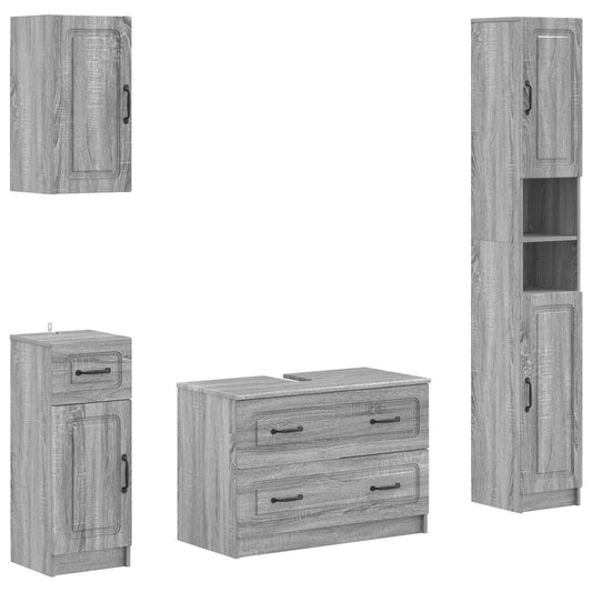 4 Piece Bathroom Cabinet Set UTRECHT Grey Sonoma