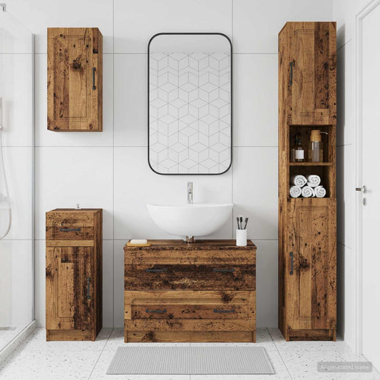 4 Piece Bathroom Cabinet Set UTRECHT Old Wood Engineered Wood