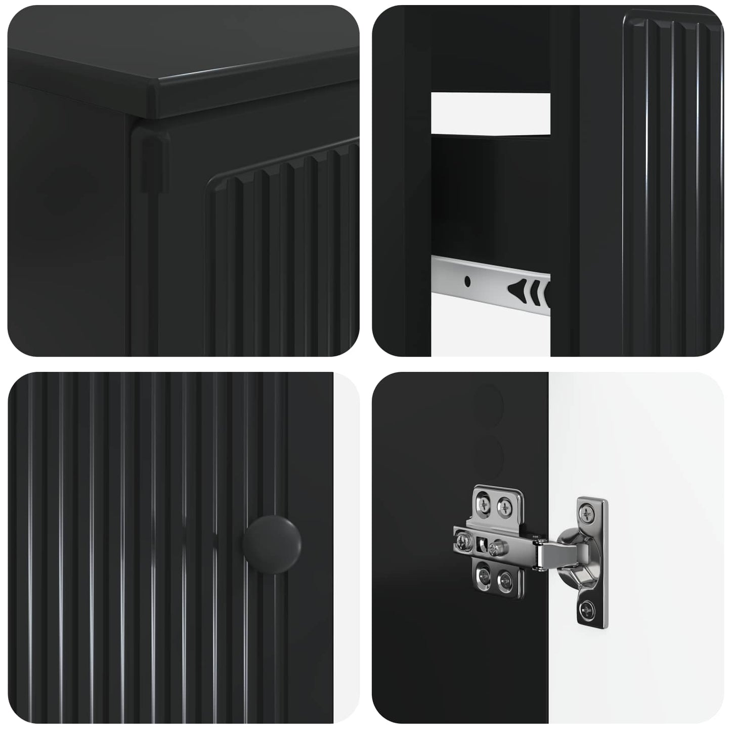 2 Piece Bathroom Cabinet Set EDE Black Engineered Wood