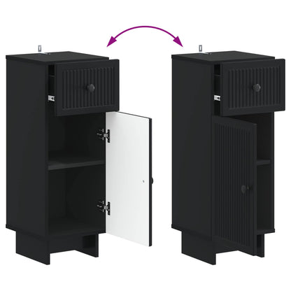 2 Piece Bathroom Cabinet Set EDE Black Engineered Wood
