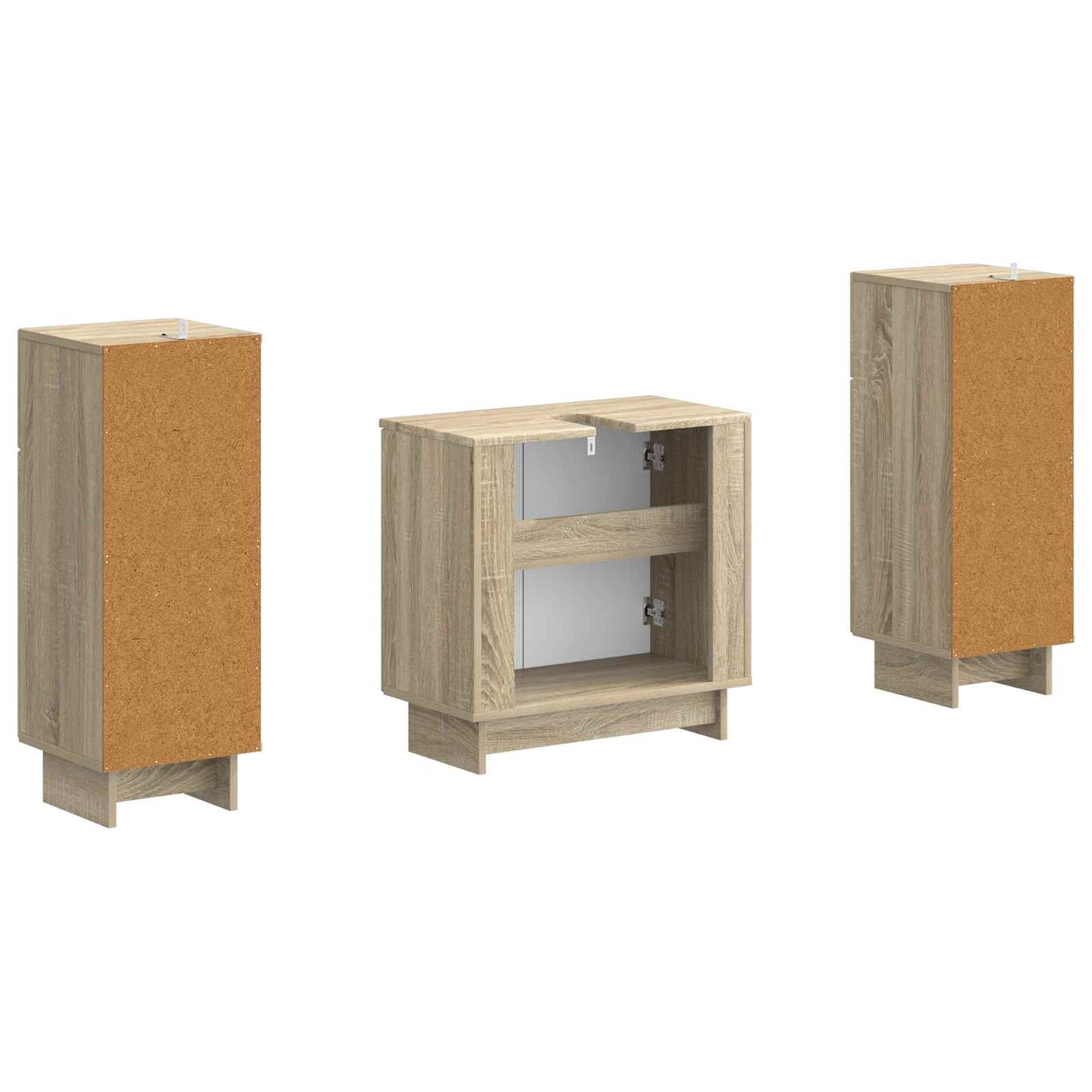 2 Piece Bathroom Cabinet Set EDE Sonoma Oak Engineered Wood