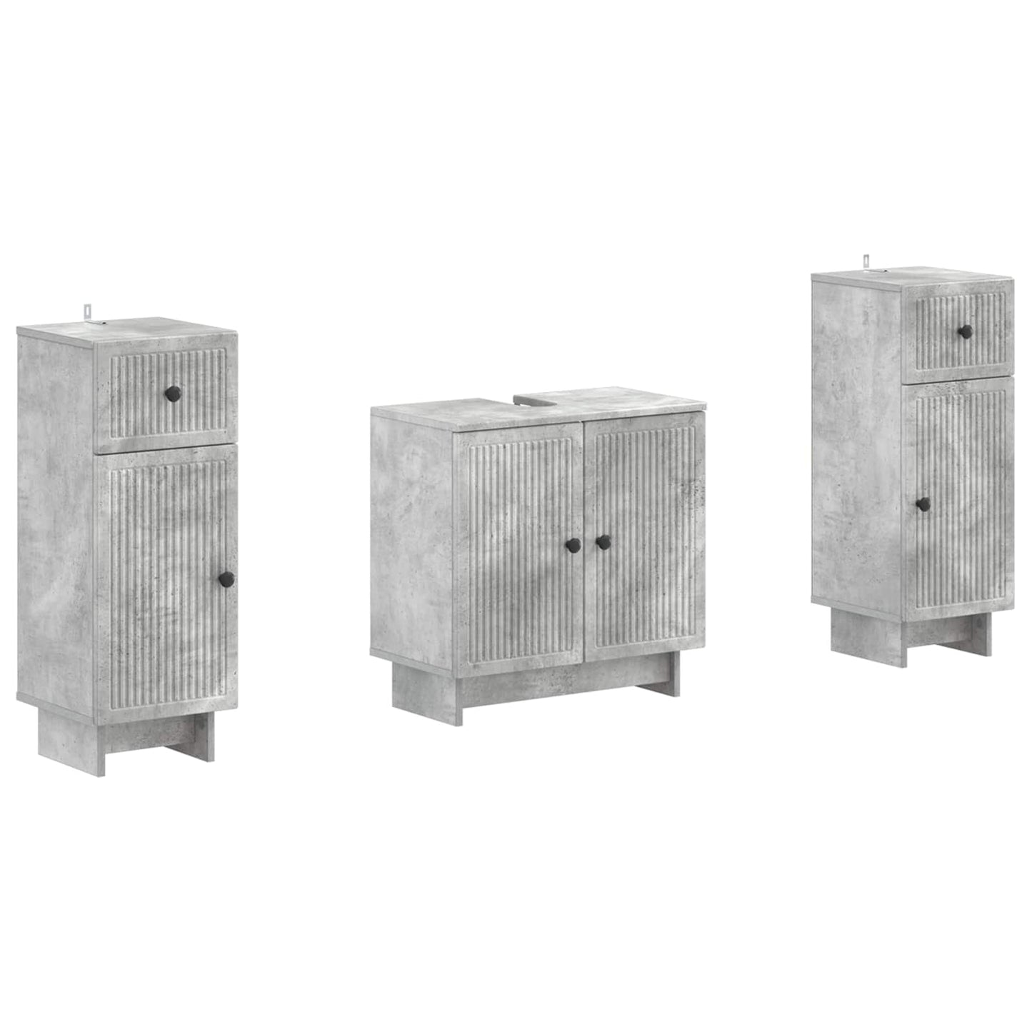 2 Piece Bathroom Cabinet Set EDE Concrete Grey Engineered Wood