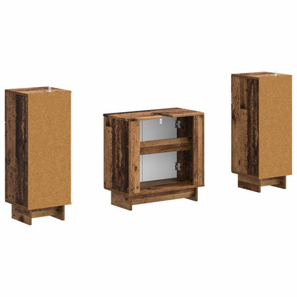 2 Piece Bathroom Cabinet Set EDE Old Wood Engineered Wood