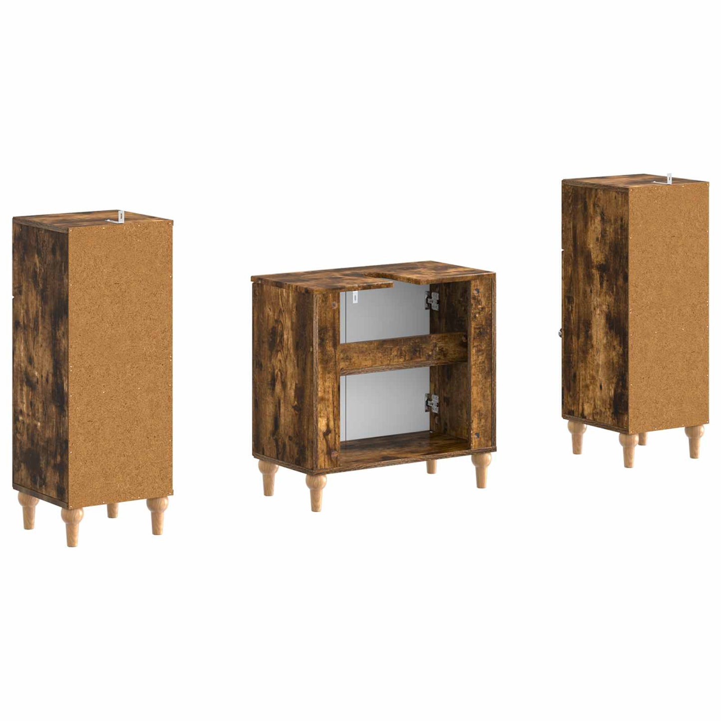 2 Piece Bathroom Cabinet Set ALKMAAR Smoked Oak Engineered Wood