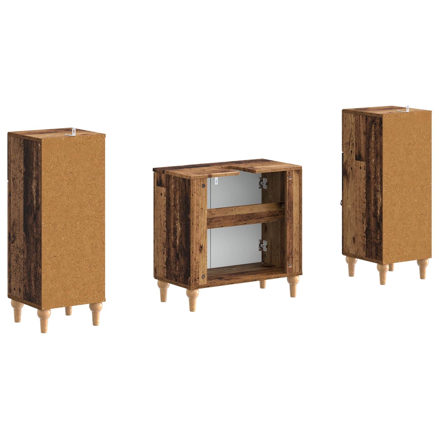 2 Piece Bathroom Cabinet Set ALKMAAR Old Wood Engineered Wood