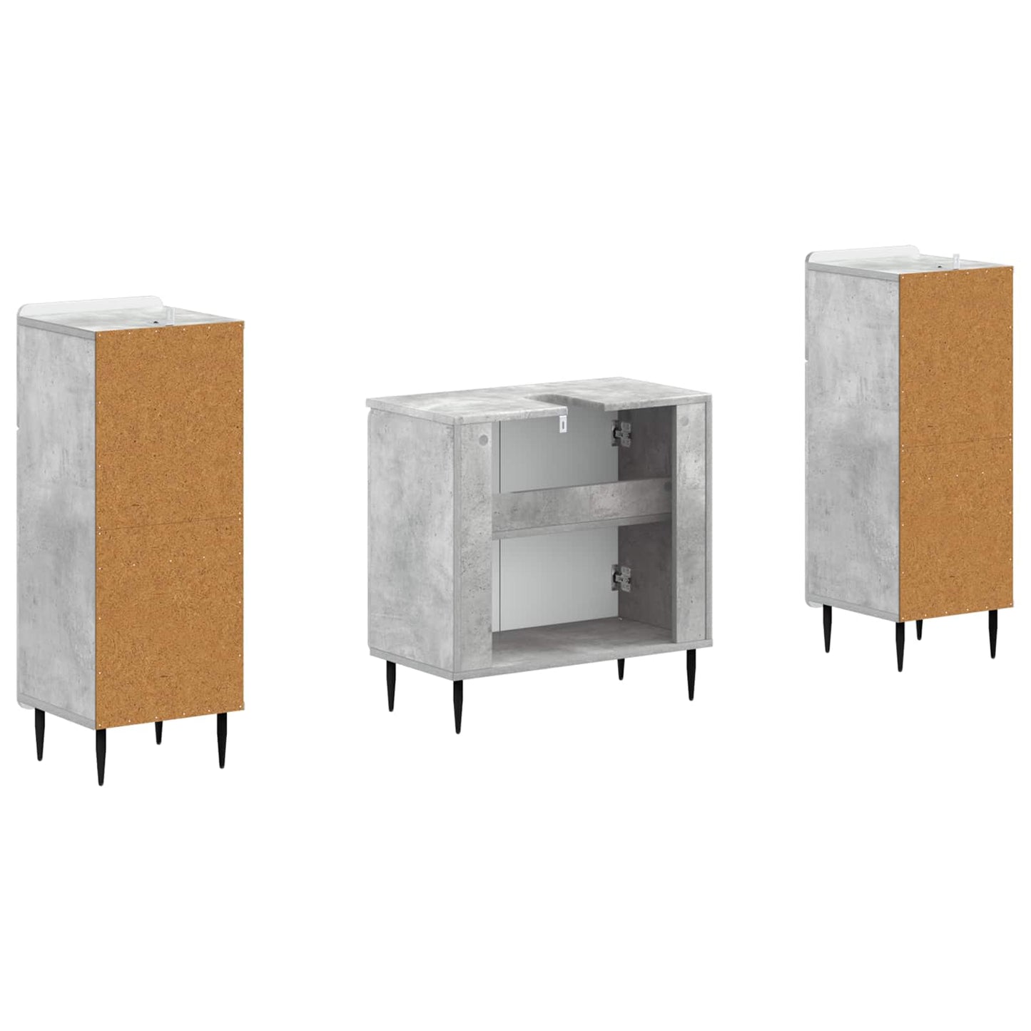 2 Piece Bathroom Cabinet Set ZWOLLE Concrete Grey