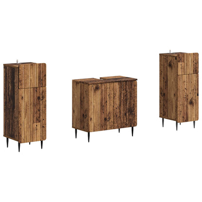 2 Piece Bathroom Cabinet Set ZWOLLE Old Wood Engineered Wood