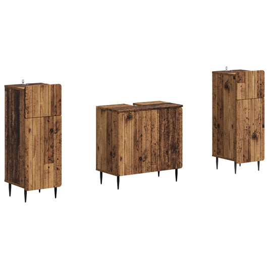 2 Piece Bathroom Cabinet Set ZWOLLE Old Wood Engineered Wood