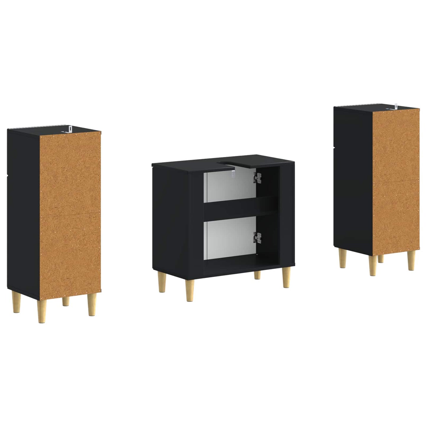 2 Piece Bathroom Cabinet Set ARNHEM Black Engineered Wood