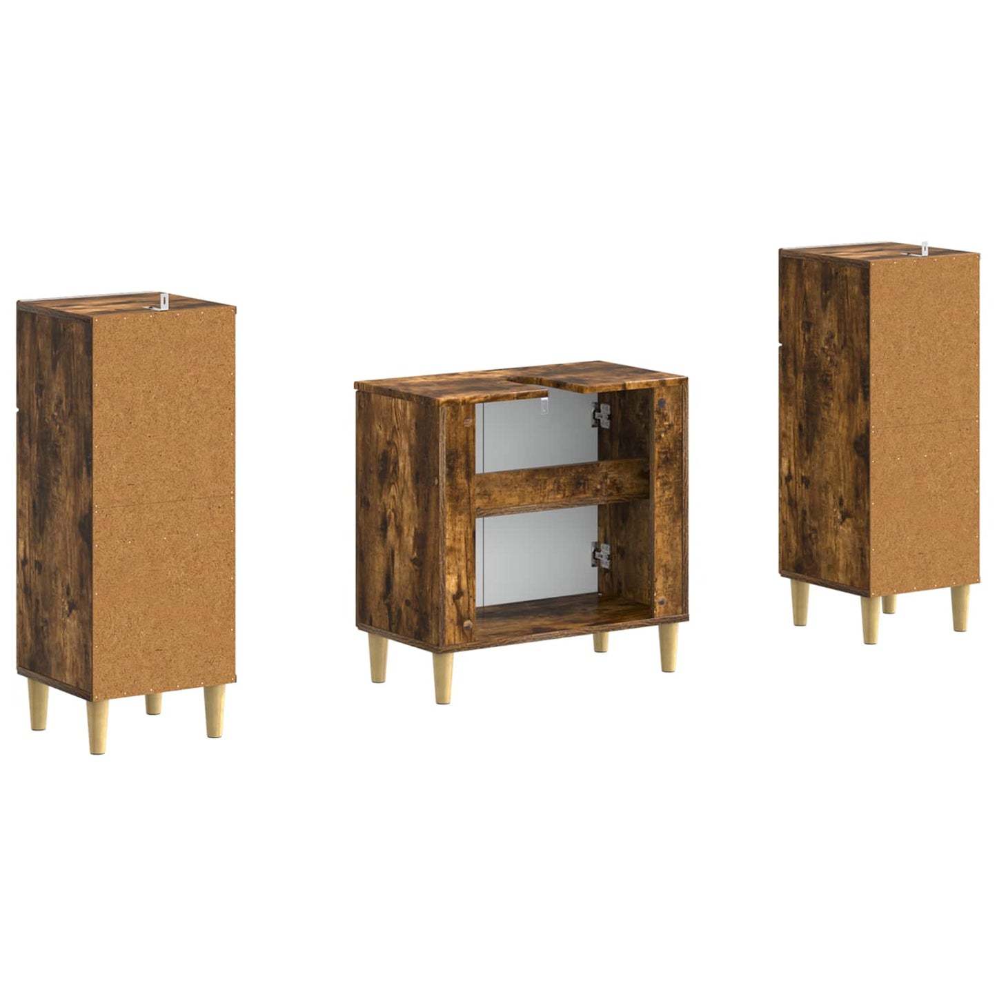 2 Piece Bathroom Cabinet Set ARNHEM Smoked Oak Engineered Wood