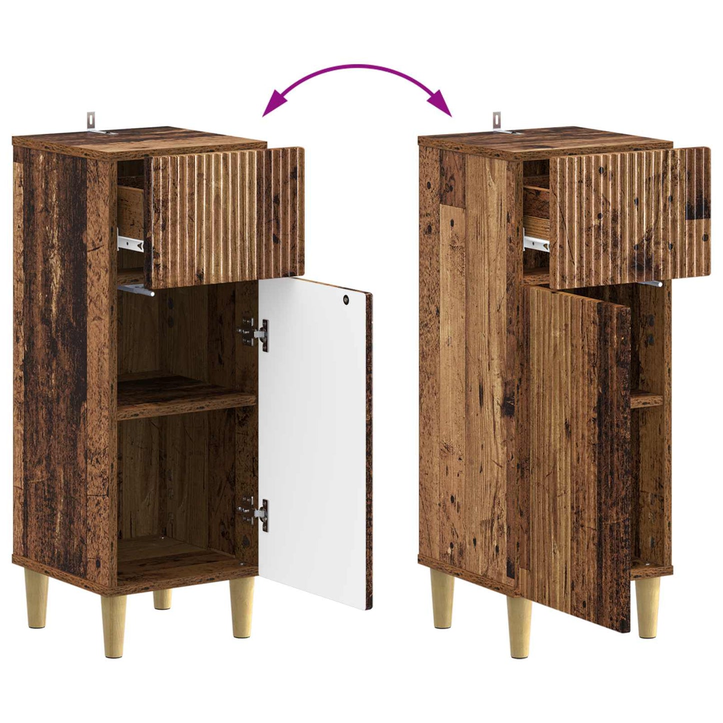 2 Piece Bathroom Cabinet Set ARNHEM Old Wood Engineered Wood