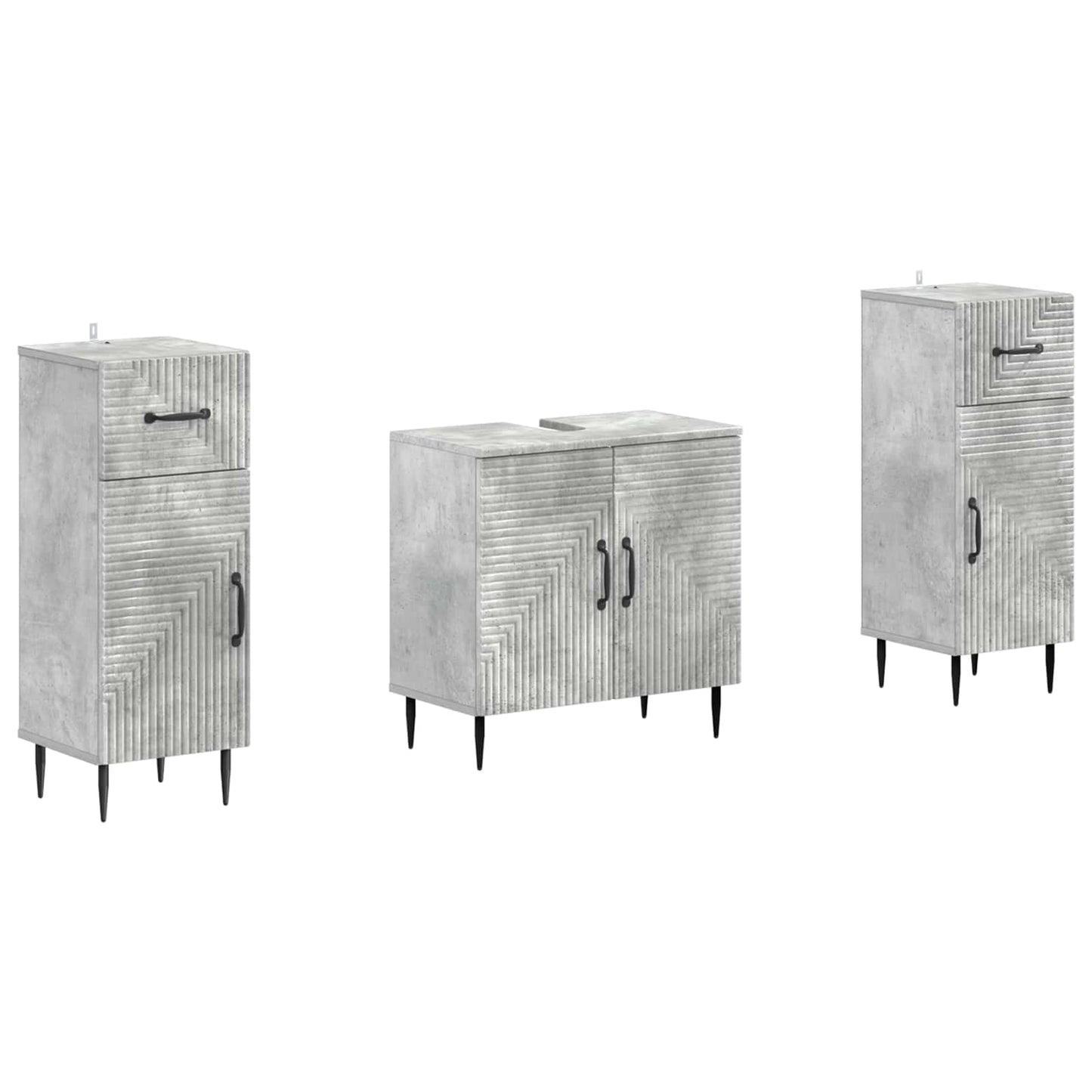 2 Piece Bathroom Cabinet Set HAARLEM Concrete Grey